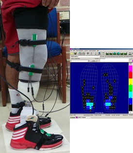 Medición de cop en un sujeto amputado, que se ubica sobre las plantillas de medición