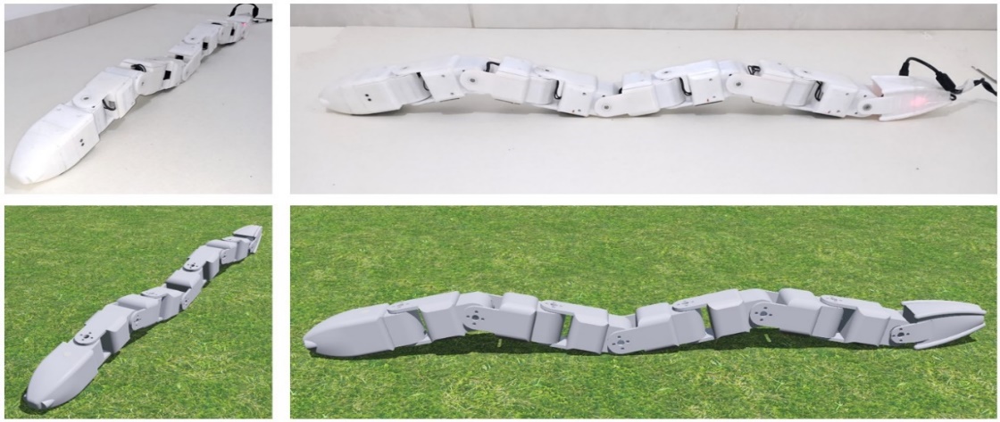 Rectilinear motion with the real robot and in simulation